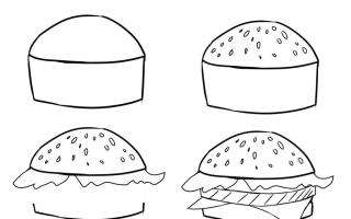 Как нарисовать гамбургер разными способами?